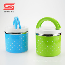 Customized portable durable single layer hot pot lunch box with handle